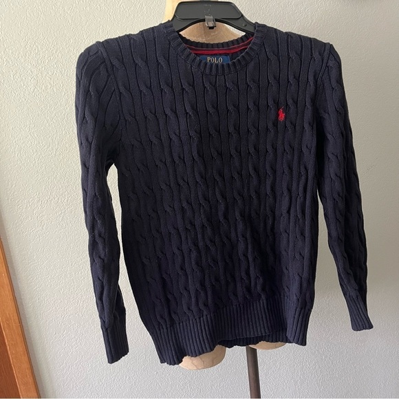 Polo Ralph Lauren Other - POLO RALPH LAUREN Boys sz M 10-12 Navy Blue Cable Knit Sweater Long Sleeve